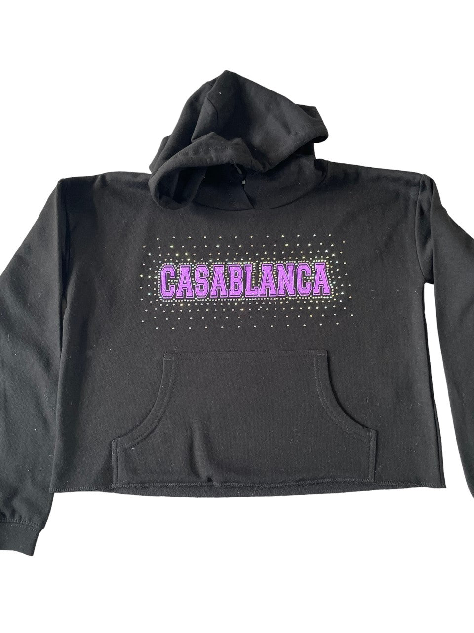 Glitter and Rhinestone Cropped Hoodie