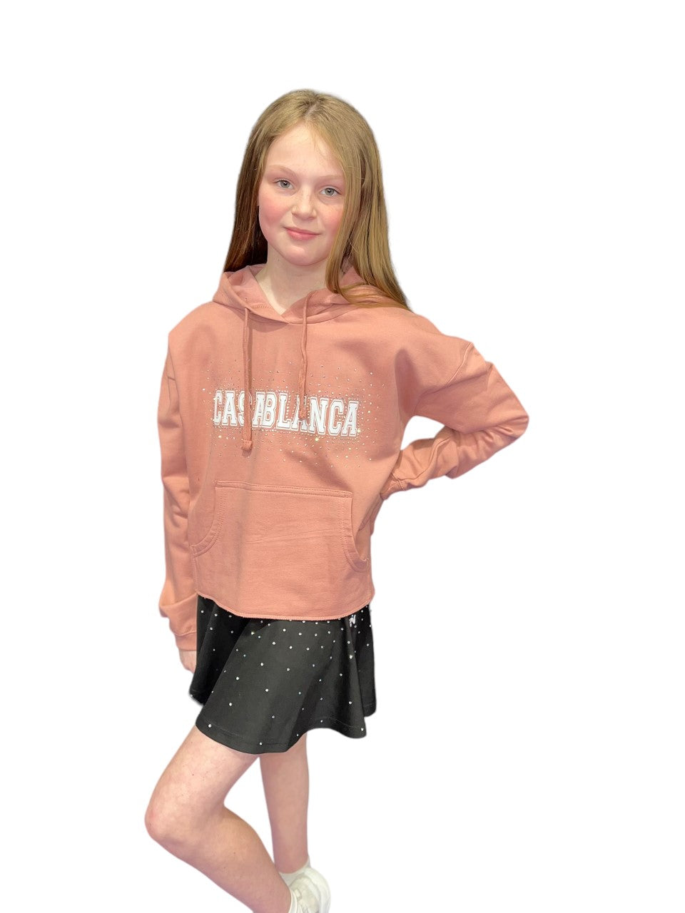 Glitter and Rhinestone Cropped Hoodie