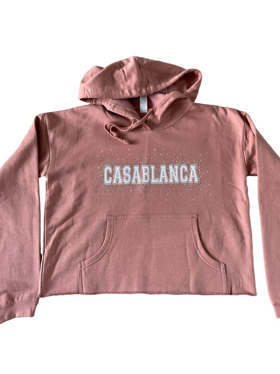 Glitter and Rhinestone Cropped Hoodie