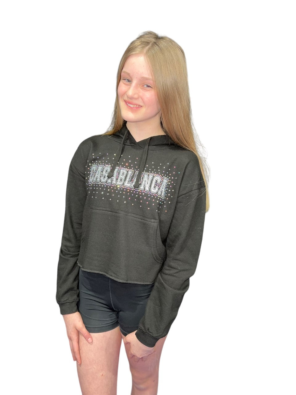 Glitter and Rhinestone Cropped Hoodie