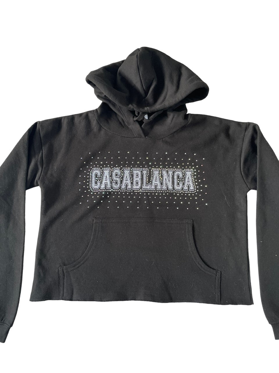Glitter and Rhinestone Cropped Hoodie
