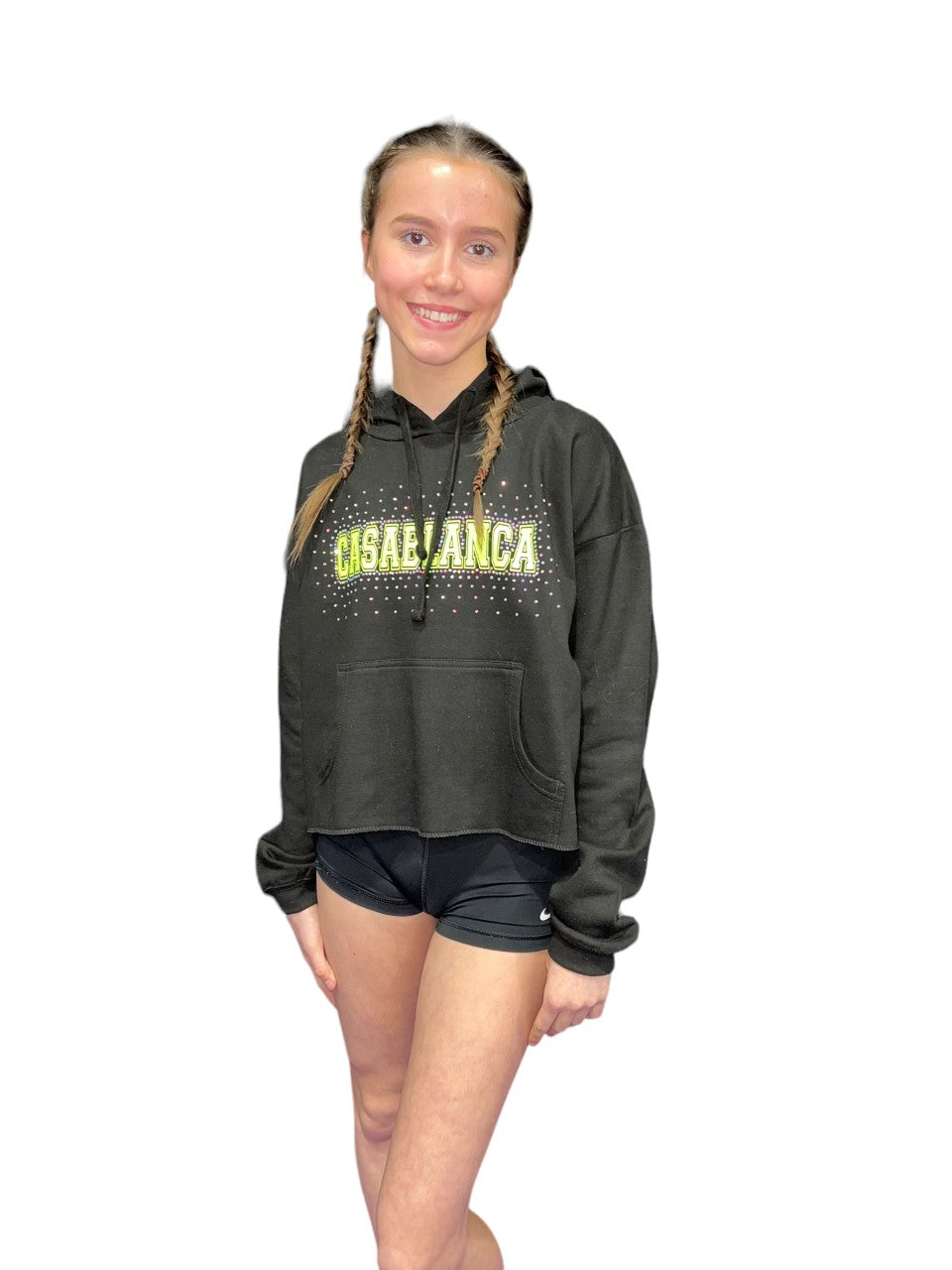 Glitter and Rhinestone Cropped Hoodie