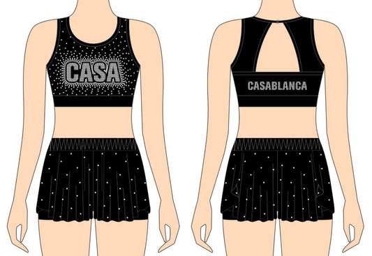 Black Open Back CASA Rhinestone Crop Top