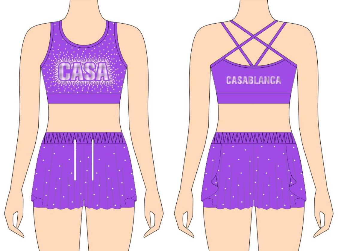 Purple Cross Back CASA Rhinestone Crop Top