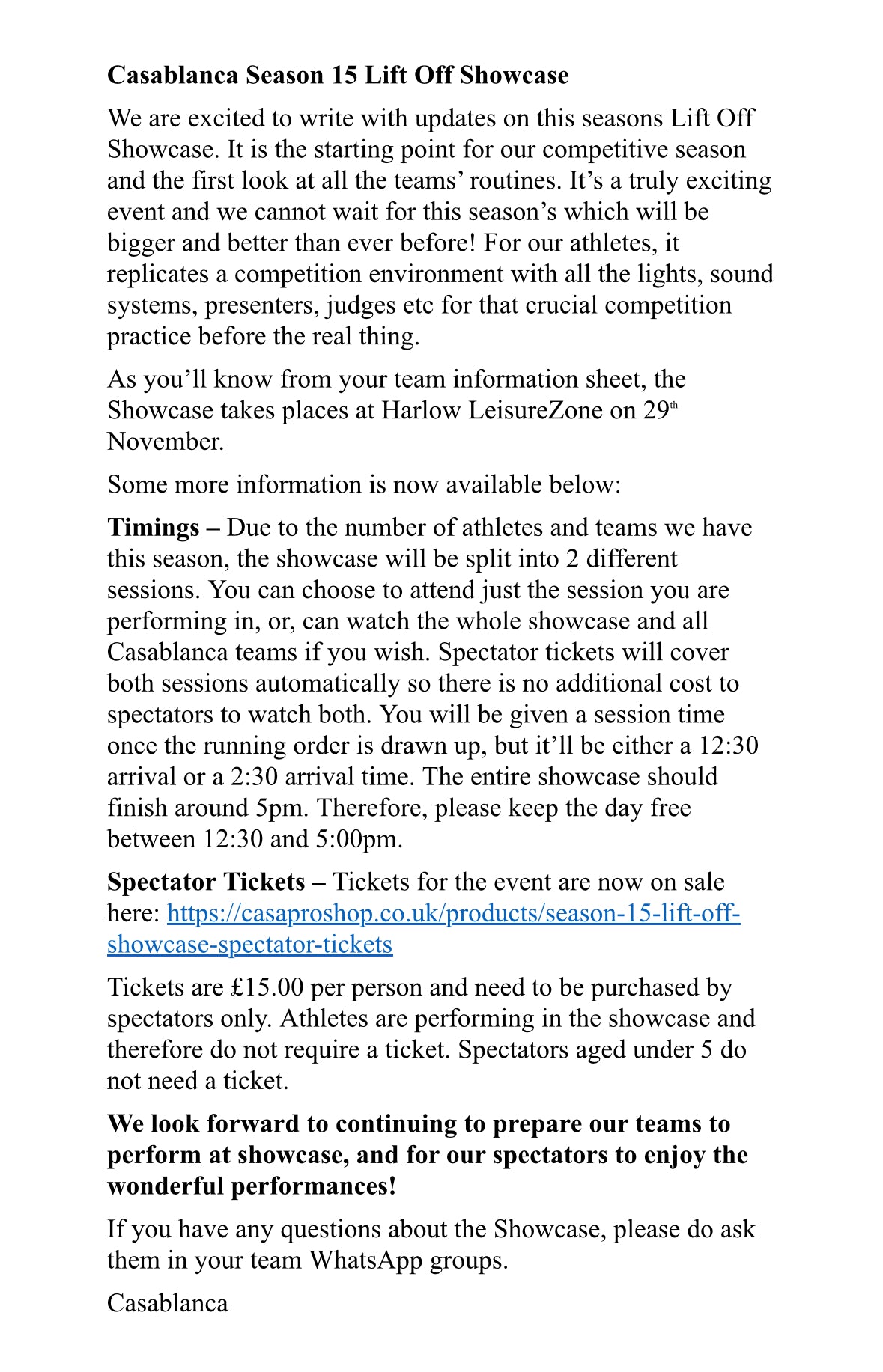 Season 15 Lift Off Showcase Spectator Tickets