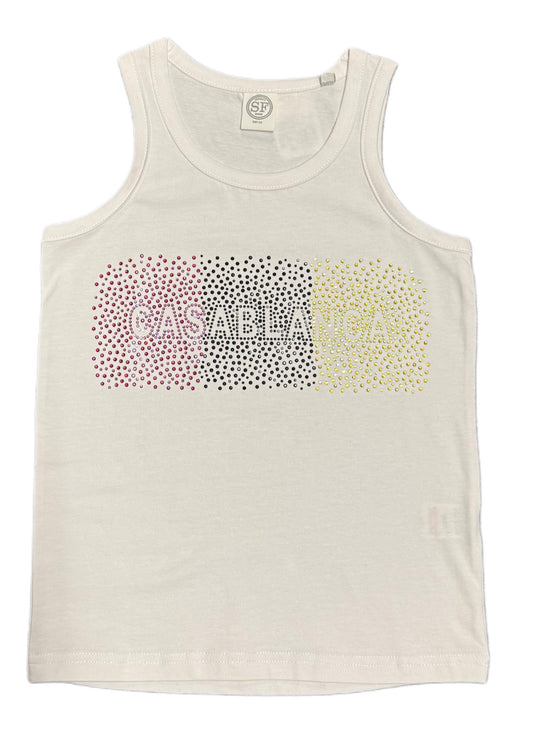 White Colour Rhinestone Vest