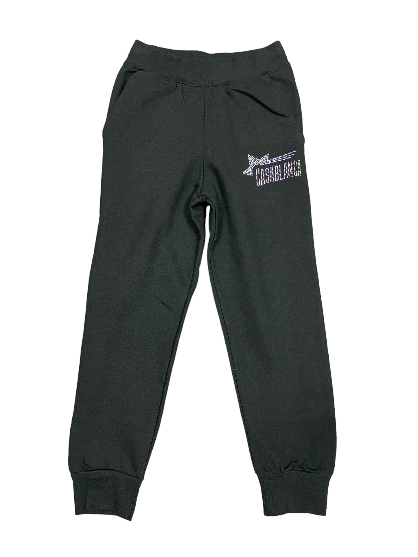 Rhinestone Logo Tapered Joggers