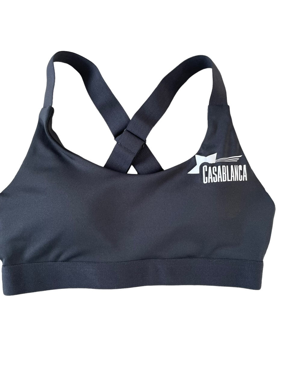 Silicone Logo Cross Backed Sports Bra